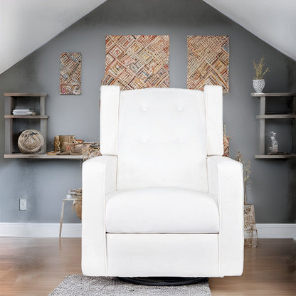 Fauteuil inclinable pivotant Octavia en bois massif et microfibre, pour salon et chambre à coucher