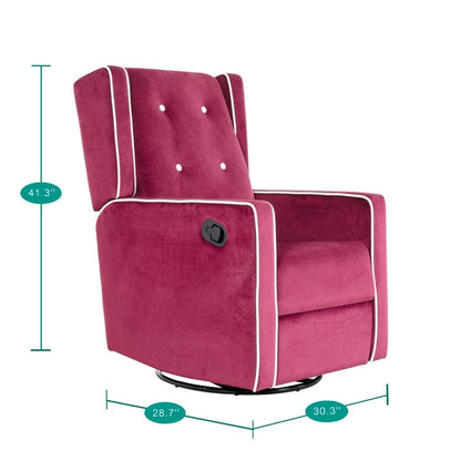 Fauteuil inclinable pivotant Octavia en bois massif et microfibre, pour salon et chambre à coucher