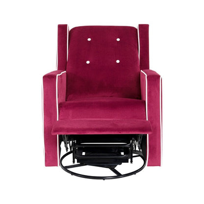 Fauteuil inclinable pivotant Octavia en bois massif et microfibre, pour salon et chambre à coucher