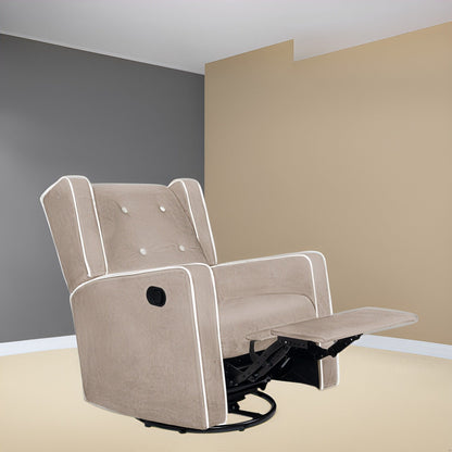 Fauteuil inclinable pivotant Octavia en bois massif et microfibre, pour salon et chambre à coucher