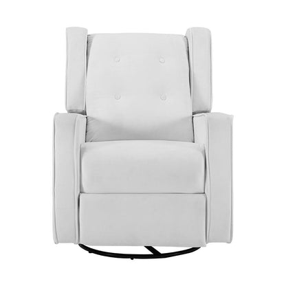 Fauteuil inclinable pivotant Octavia en bois massif et microfibre, pour salon et chambre à coucher