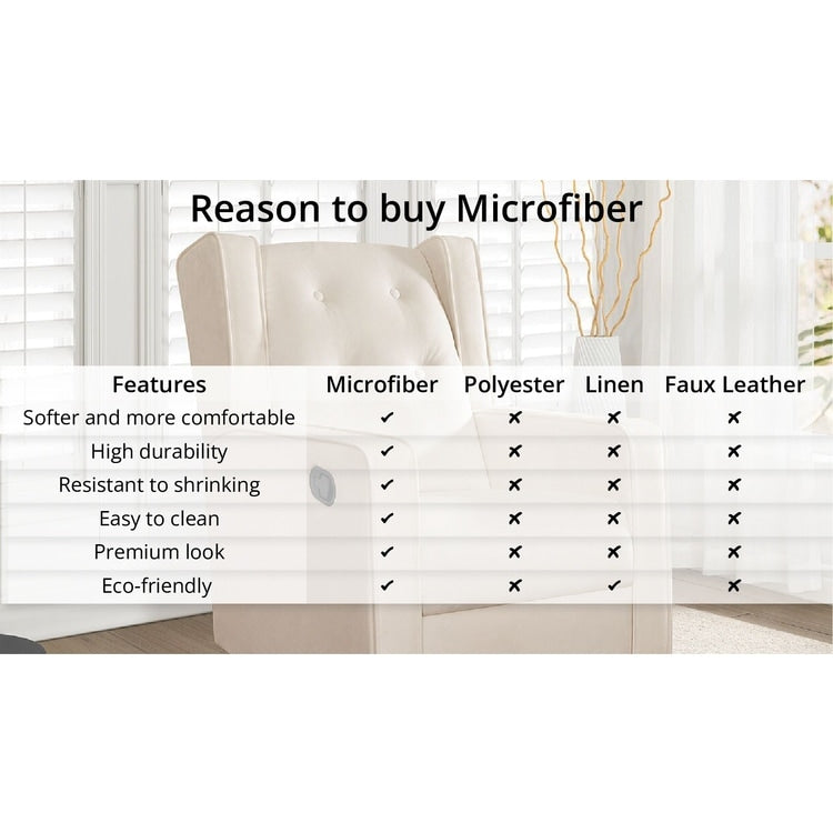 Fauteuil inclinable pivotant Octavia en bois massif et microfibre, pour salon et chambre à coucher