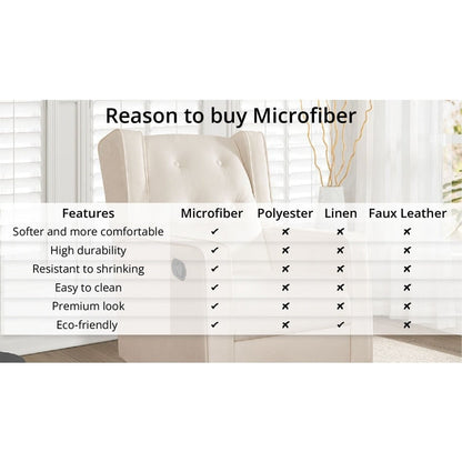 Fauteuil inclinable pivotant Octavia en bois massif et microfibre, pour salon et chambre à coucher