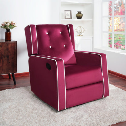 Fauteuil inclinable pivotant Octavia en bois massif et microfibre, pour salon et chambre à coucher