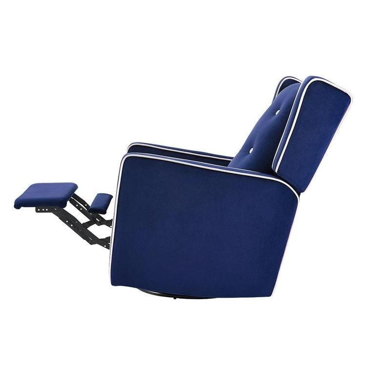 Fauteuil inclinable pivotant Octavia en bois massif et microfibre, pour salon et chambre à coucher