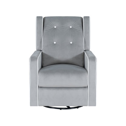 Fauteuil inclinable pivotant Octavia en bois massif et microfibre, pour salon et chambre à coucher