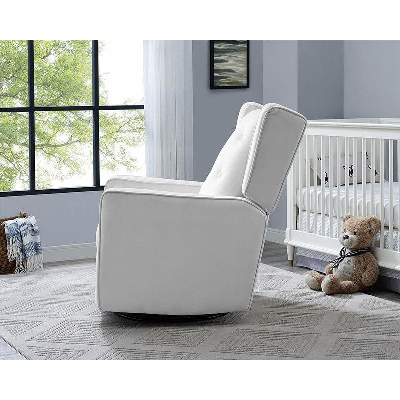 Fauteuil inclinable pivotant Octavia en bois massif et microfibre, pour salon et chambre à coucher