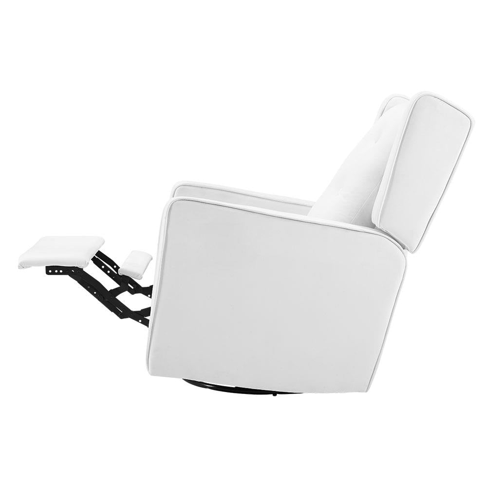 Fauteuil inclinable pivotant Octavia en bois massif et microfibre, pour salon et chambre à coucher