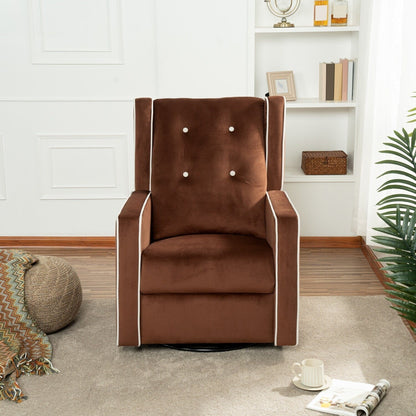 Fauteuil inclinable pivotant Octavia en bois massif et microfibre, pour salon et chambre à coucher