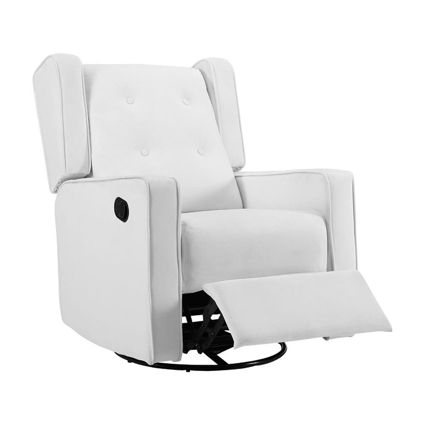 Fauteuil inclinable pivotant Octavia en bois massif et microfibre, pour salon et chambre à coucher