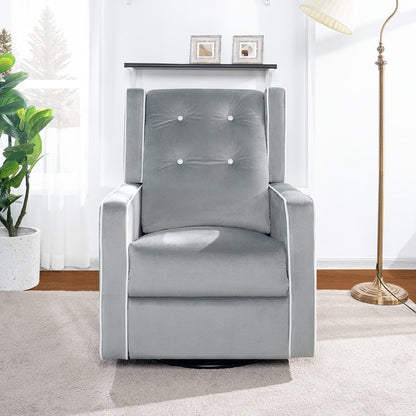 Fauteuil inclinable pivotant Octavia en bois massif et microfibre, pour salon et chambre à coucher