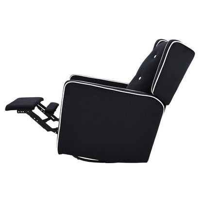 Fauteuil inclinable pivotant Octavia en bois massif et microfibre, pour salon et chambre à coucher