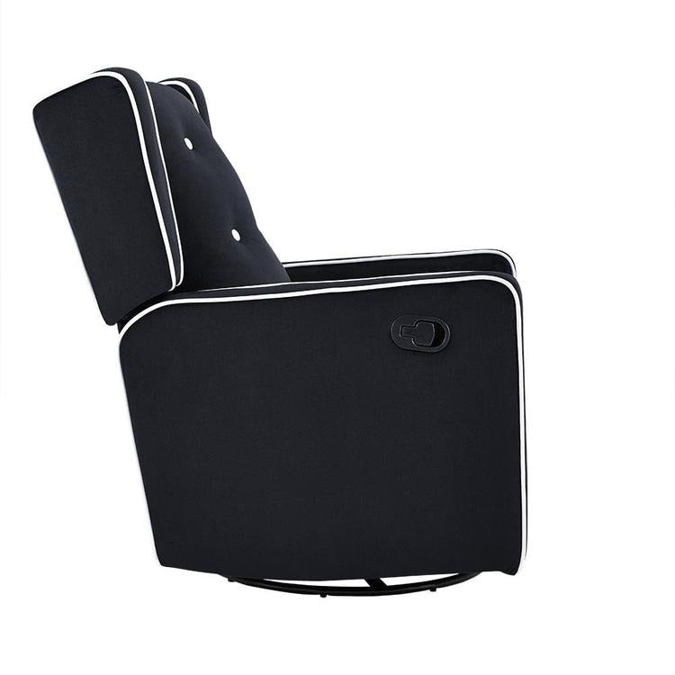 Fauteuil inclinable pivotant Octavia en bois massif et microfibre, pour salon et chambre à coucher