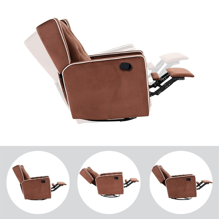 Fauteuil inclinable pivotant Octavia en bois massif et microfibre, pour salon et chambre à coucher