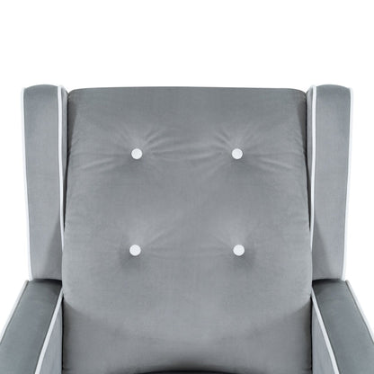 Fauteuil inclinable pivotant Octavia en bois massif et microfibre, pour salon et chambre à coucher