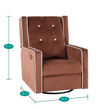Fauteuil inclinable pivotant Octavia en bois massif et microfibre, pour salon et chambre à coucher