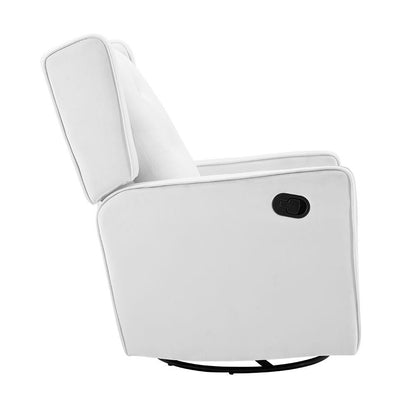 Fauteuil inclinable pivotant Octavia en bois massif et microfibre, pour salon et chambre à coucher