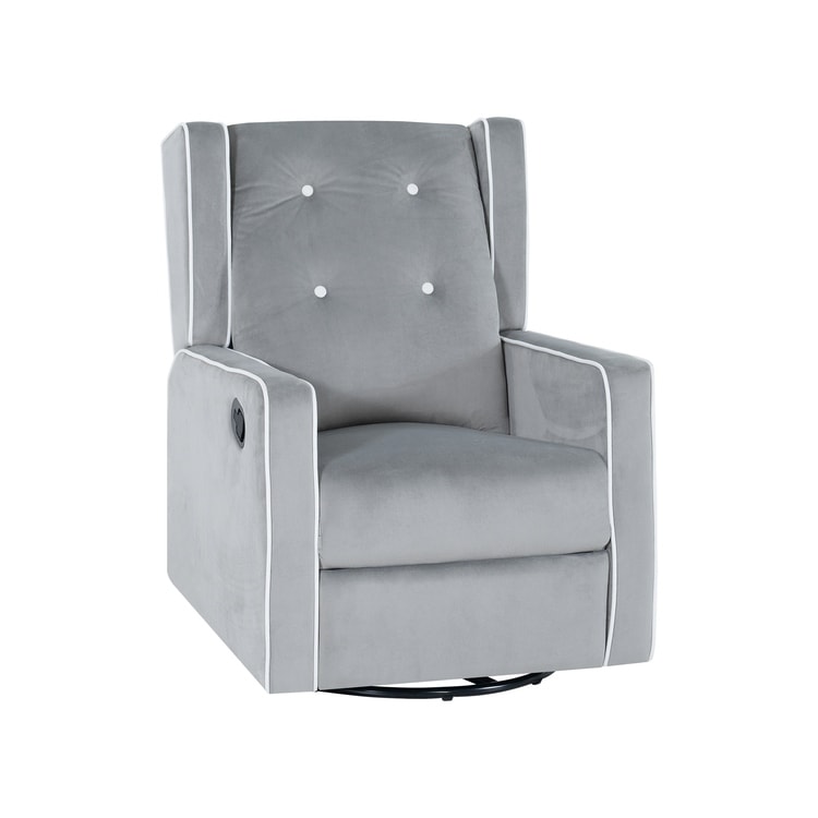 Fauteuil inclinable pivotant Octavia en bois massif et microfibre, pour salon et chambre à coucher