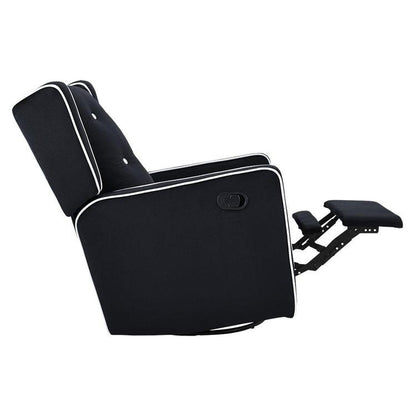 Fauteuil inclinable pivotant Octavia en bois massif et microfibre, pour salon et chambre à coucher