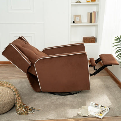 Fauteuil inclinable pivotant Octavia en bois massif et microfibre, pour salon et chambre à coucher