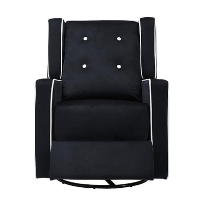 Fauteuil inclinable pivotant Octavia en bois massif et microfibre, pour salon et chambre à coucher