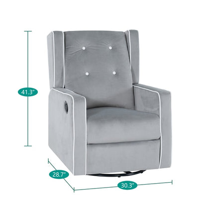 Fauteuil inclinable pivotant Octavia en bois massif et microfibre, pour salon et chambre à coucher
