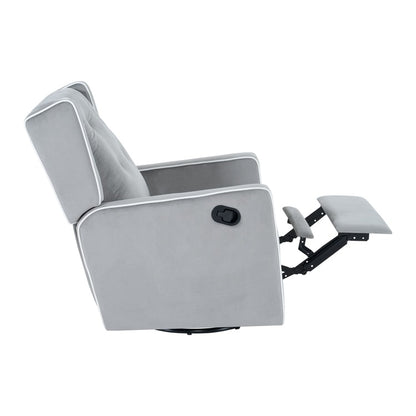 Fauteuil inclinable pivotant Octavia en bois massif et microfibre, pour salon et chambre à coucher