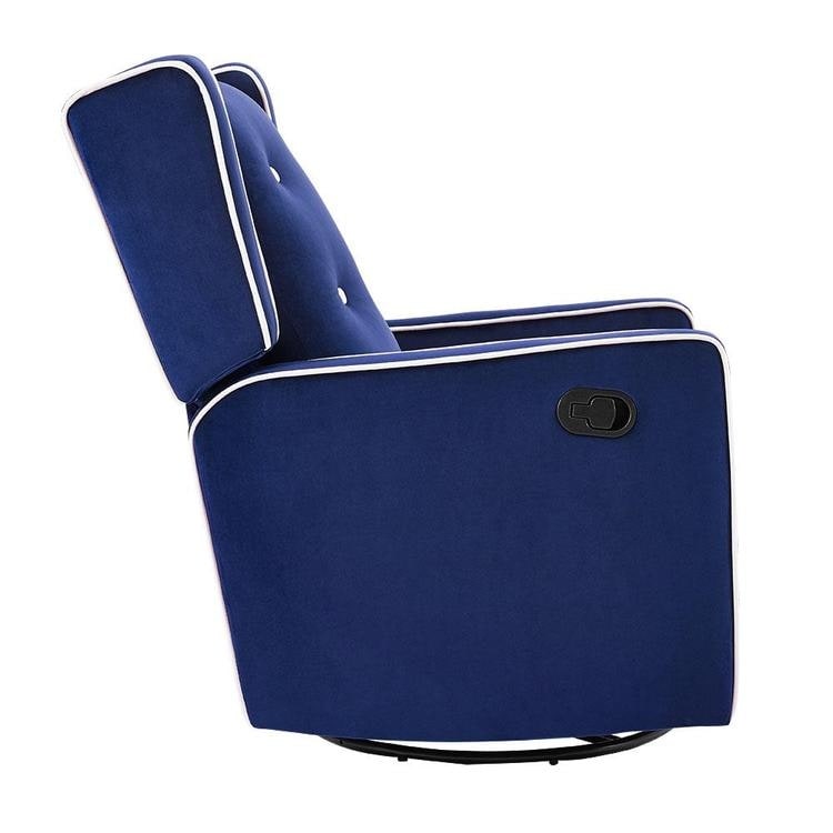 Fauteuil inclinable pivotant Octavia en bois massif et microfibre, pour salon et chambre à coucher