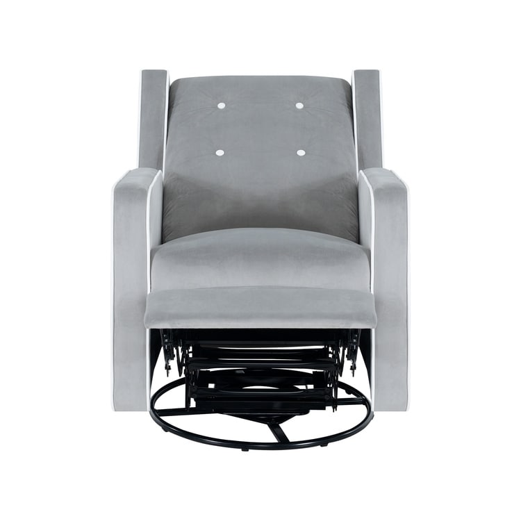 Fauteuil inclinable pivotant Octavia en bois massif et microfibre, pour salon et chambre à coucher