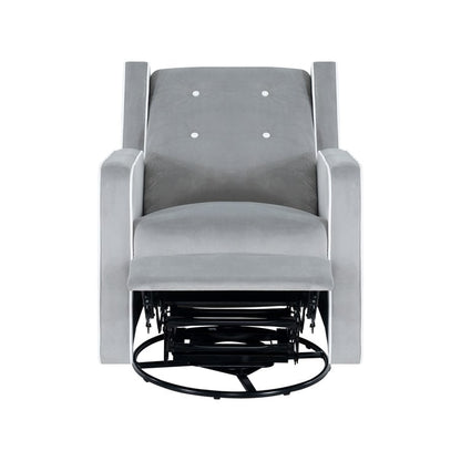 Fauteuil inclinable pivotant Octavia en bois massif et microfibre, pour salon et chambre à coucher