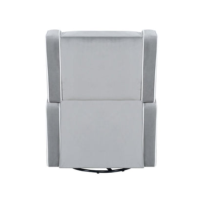 Fauteuil inclinable pivotant Octavia en bois massif et microfibre, pour salon et chambre à coucher