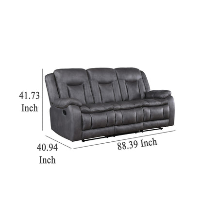 Canapé inclinable manuel double Olaf, similicuir gris foncé, 223 cm