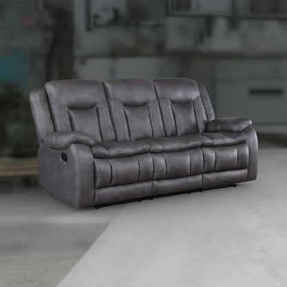 Canapé inclinable manuel double Olaf, similicuir gris foncé, 223 cm