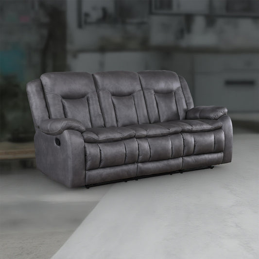 Canapé inclinable manuel double Olaf, similicuir gris foncé, 223 cm