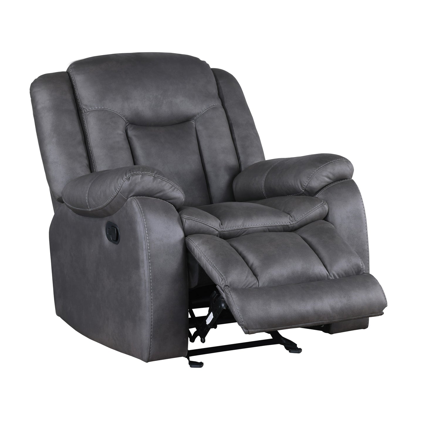 Fauteuil inclinable manuel Olaf, similicuir gris foncé moelleux