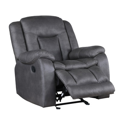 Fauteuil inclinable manuel Olaf, similicuir gris foncé moelleux