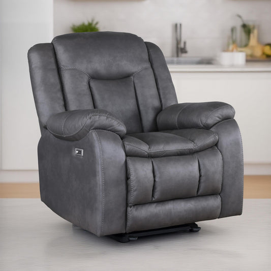Fauteuil inclinable manuel Olaf, similicuir gris foncé moelleux