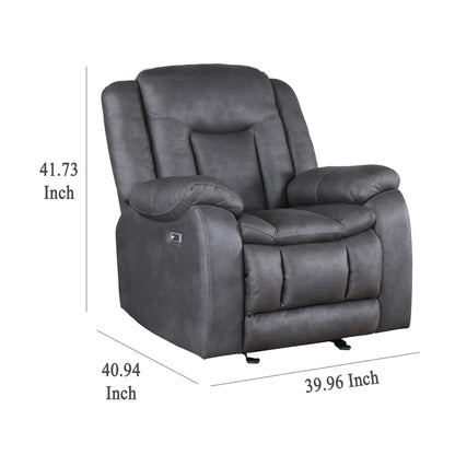Fauteuil inclinable manuel Olaf, similicuir gris foncé moelleux