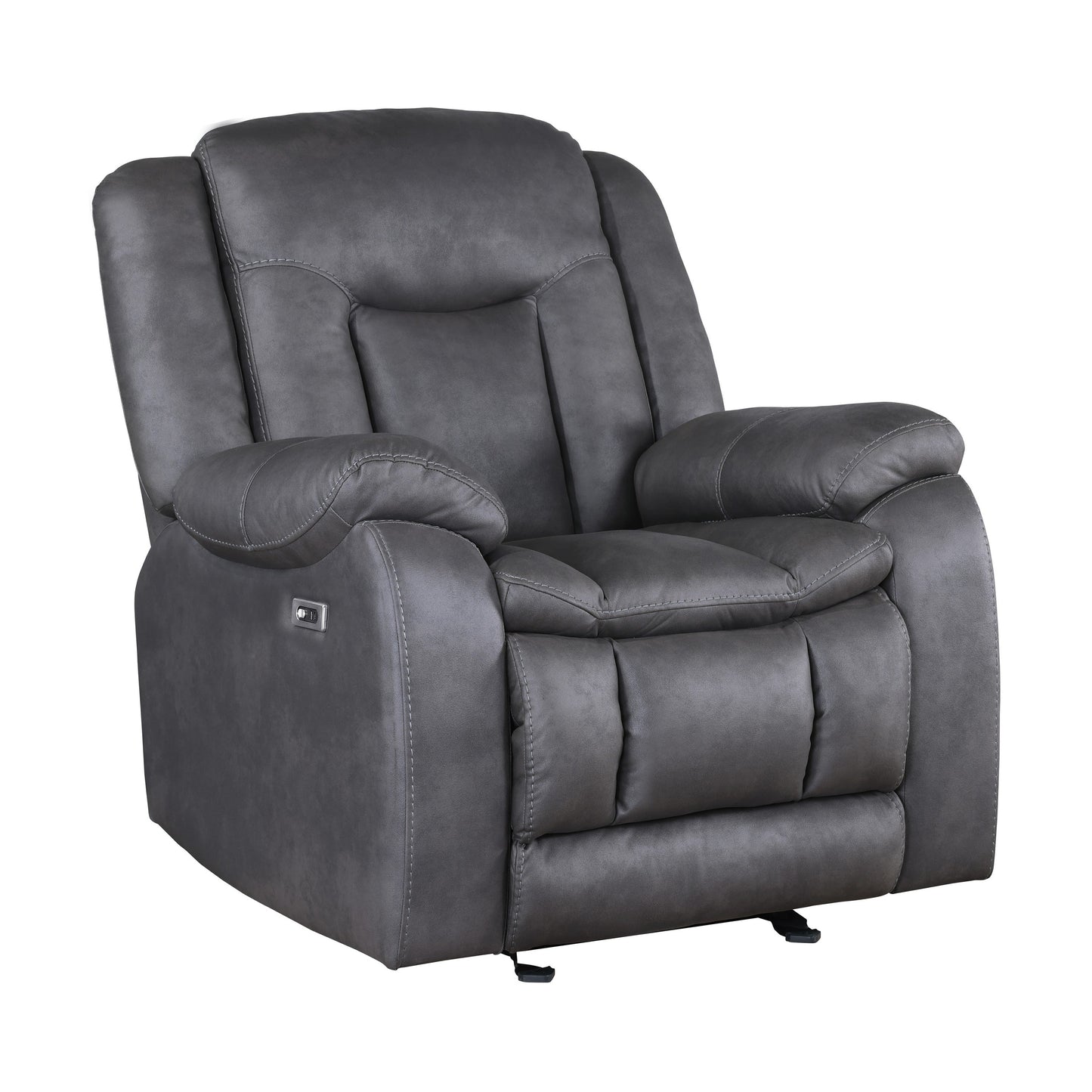 Fauteuil inclinable manuel Olaf, similicuir gris foncé moelleux