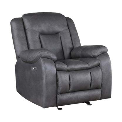 Fauteuil inclinable manuel Olaf, similicuir gris foncé moelleux