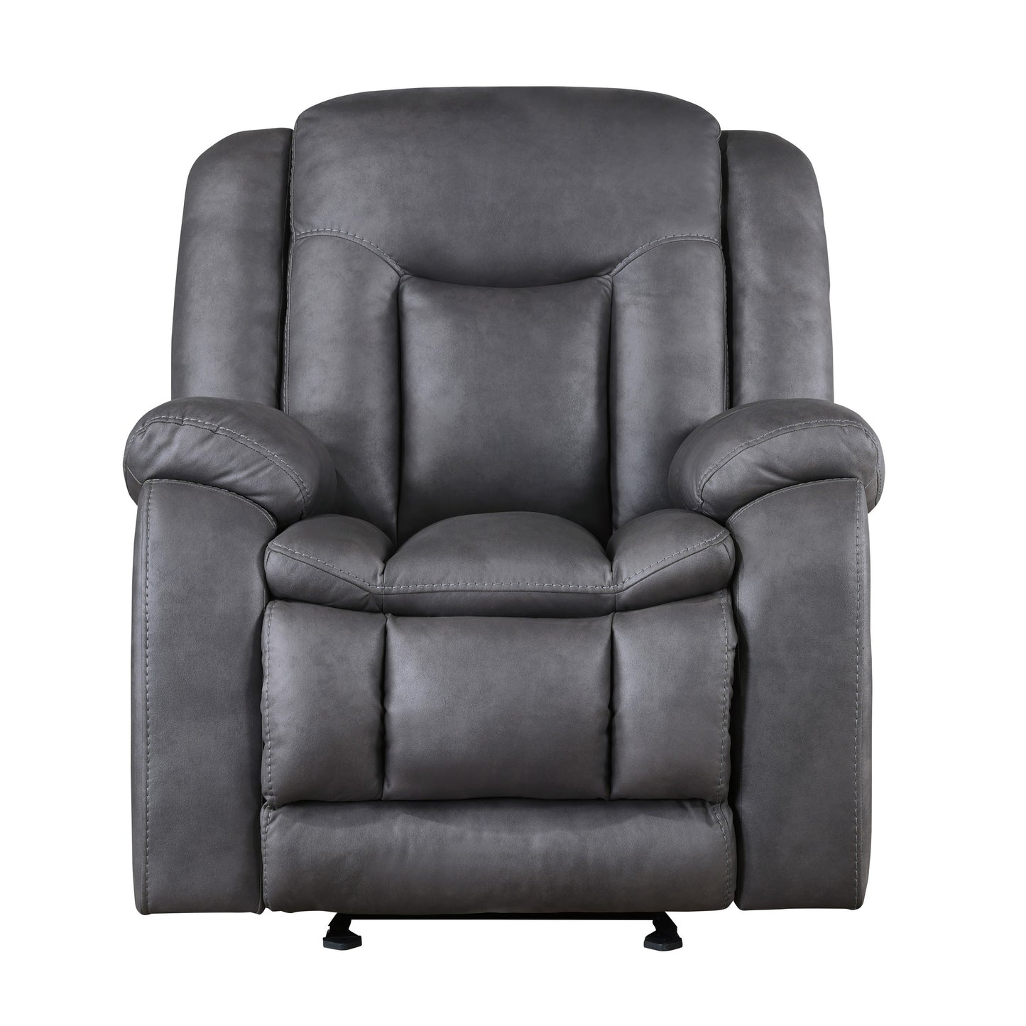 Fauteuil inclinable manuel Olaf, similicuir gris foncé moelleux
