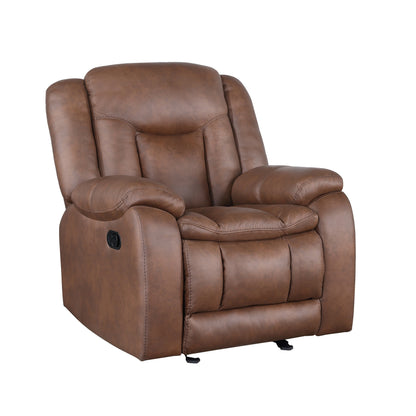 Fauteuil inclinable manuel Olaf, cuir synthétique marron moelleux