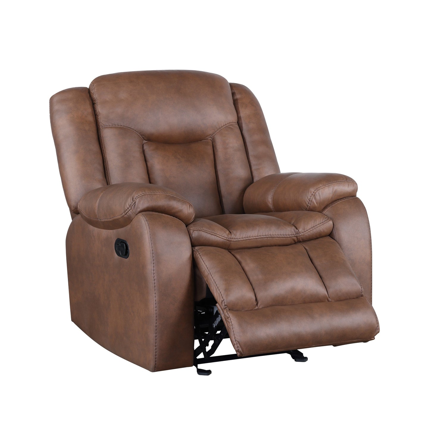 Fauteuil inclinable manuel Olaf, cuir synthétique marron moelleux