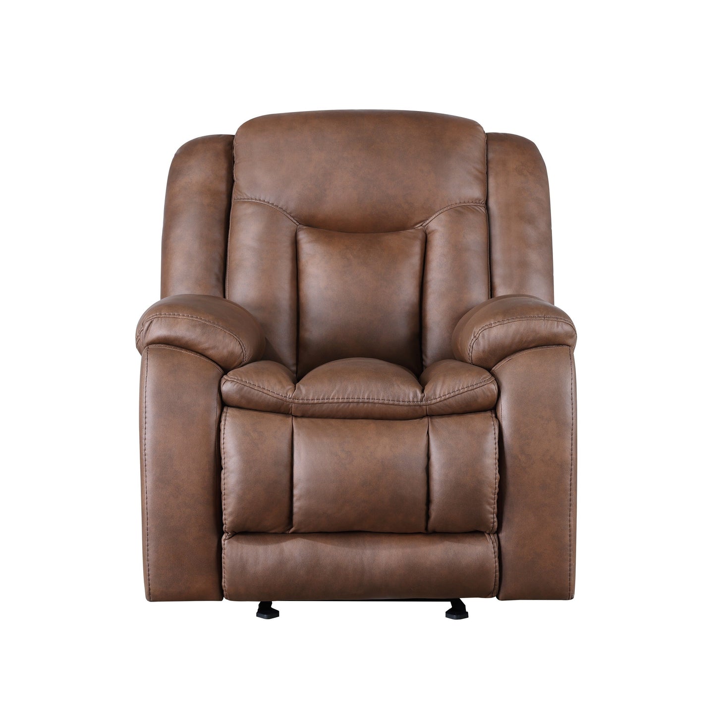 Fauteuil inclinable manuel Olaf, cuir synthétique marron moelleux