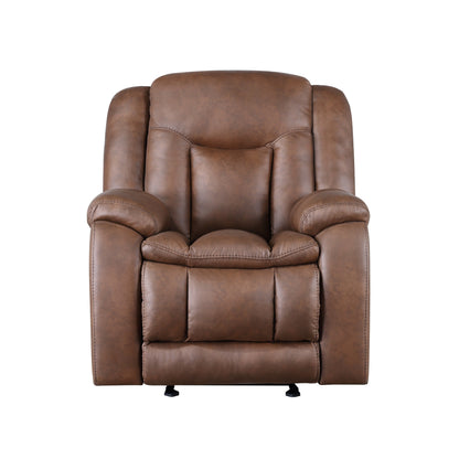 Fauteuil inclinable manuel Olaf, cuir synthétique marron moelleux