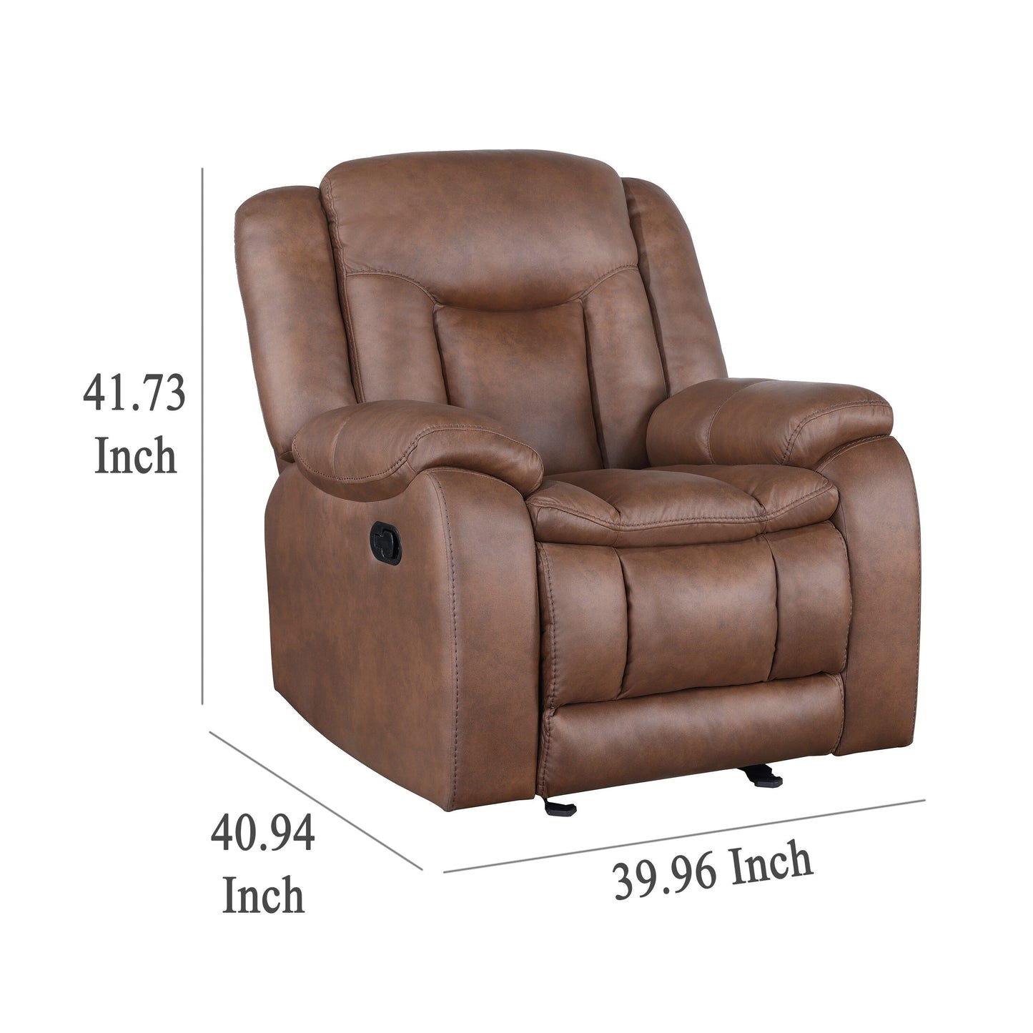 Fauteuil inclinable manuel Olaf, cuir synthétique marron moelleux