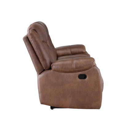 Fauteuil inclinable manuel Olaf, cuir synthétique marron moelleux