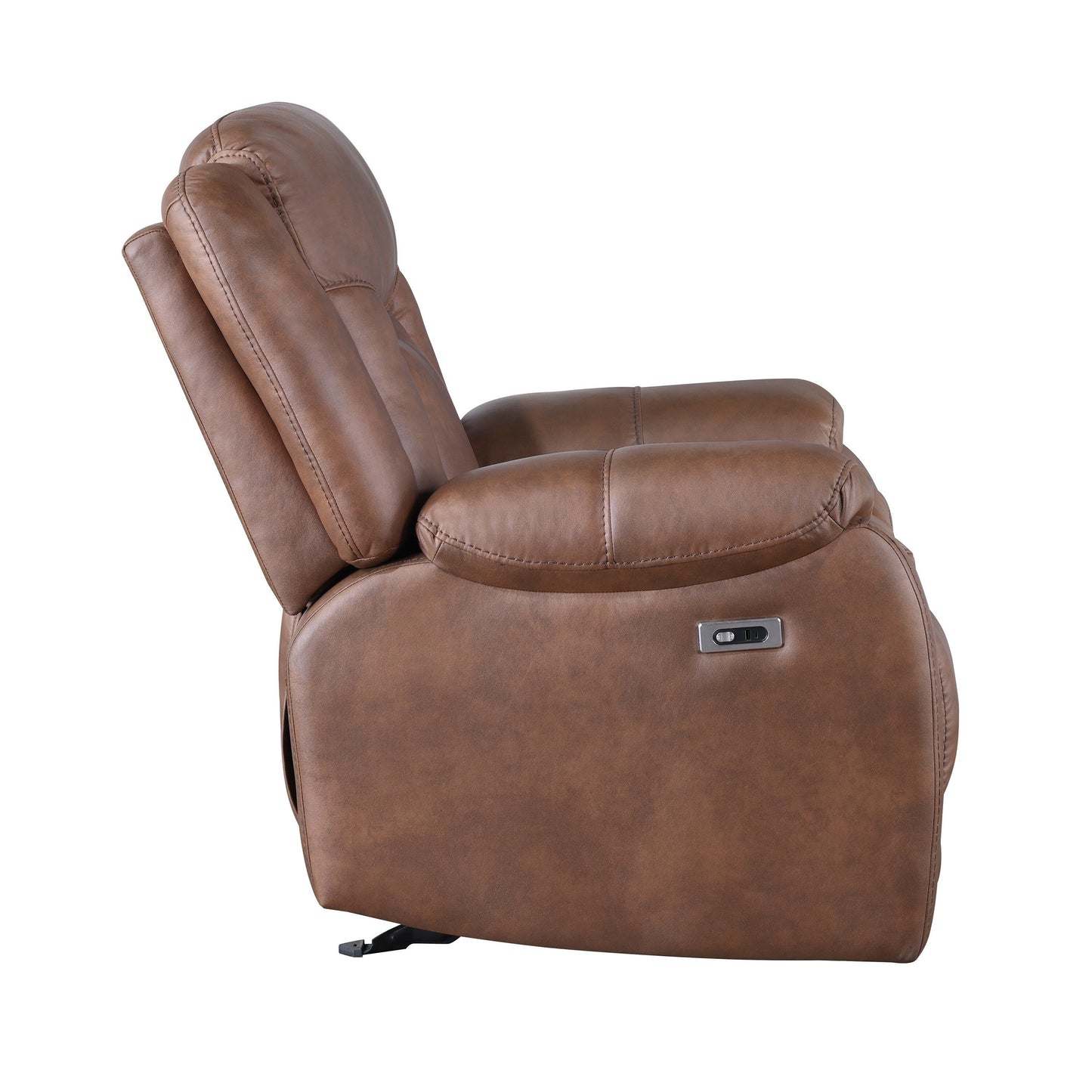 Fauteuil inclinable électrique Olaf, repose-pieds, similicuir marron selle