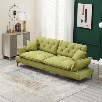 Canapé causeuse en lin Olive Modern 102.36 avec accoudoirs réglables et coussins capitonnés pour le salon