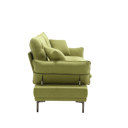 Canapé causeuse en lin Olive Modern 102.36 avec accoudoirs réglables et coussins capitonnés pour le salon